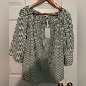 Women’s Free Assembly Green Striped 3/4 Length Sleeve Blouse XXXL NWT